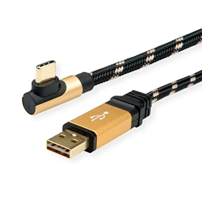 Afbeelding van ROLINE GOLD USB 2.0 Kabel, A Male reversible C 90 Male, 3 m