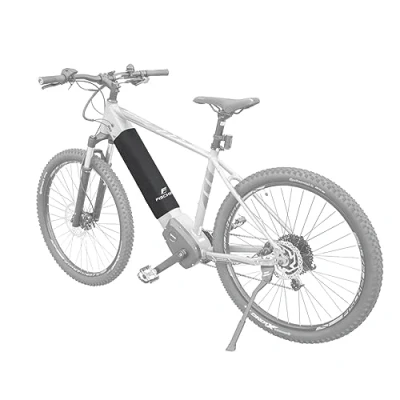 Afbeelding van Fischer Neopreen beschermhoes voor geïntegreerde e bike accu, zwart, bescherming tegen vocht, stof en vuil, universele bevestiging