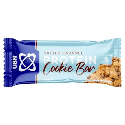 Afbeelding van USN Trust Cookie Bar, eiwitkoekjes met gezouten karamel: eiwitrijke repen, perfecte eiwitsnacks voor onderweg en na de training (12 repen van 60 g per verpakking)