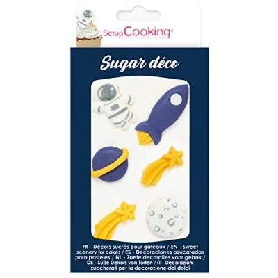 Image de SCRAP COOKING Décosucres Espace Décorations Spatiales pour Pâtisseries, Desserts, Gâteaux, Biscuits, Cupcakes, Anniversaires Cake Design 6985 Vert/Marron 11 g