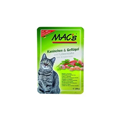 Afbeelding van Mac’s Kattenvoer Natvoer Maaltijdzakjes Konijn en Gevogelte 6 x 100g