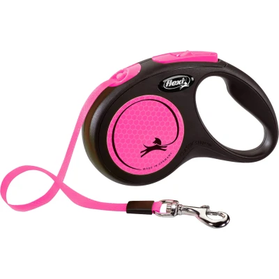 Afbeelding van Flexi Rollijn New Neon Tape S 5 m Hondenriem Zwart&amp;Roze