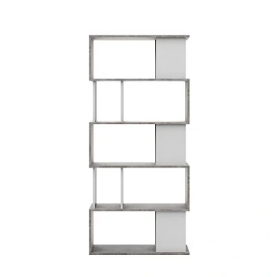 Afbeelding van Magda wandkast boekenkast met 5 legplanken, betondecor/wit.