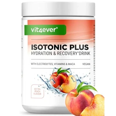Afbeelding van Isotonic Plus Drink 1050 g isotone drank poeder met koolhydraten, elektrolyten, vitaminen en maca hydratatie herstelformule veganistisch (Peach Iced Tea)