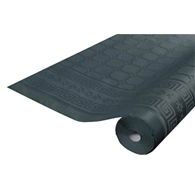Afbeelding van Pro tafelkleed: 12 damastpapieren wegwerptafelkleden op een rol van 6 m lang en 1,20 breed, houtskool kleur. Damastpapier met chic klassiek universeel patroon, ref R480659I