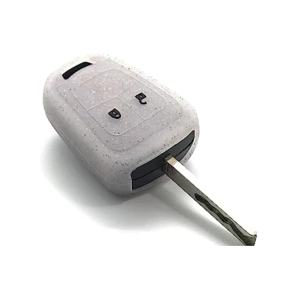 Afbeelding van Nordecco Siliconen Sleutelhoes voor Opel Corsa E Astra J Insignia Adam Meriva Zafira met 2 of 3 knoppen (wit transparant glinsterend)