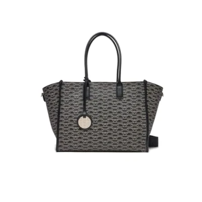 Afbeelding van Emporio Armani TOTE Monogram M Shopper, Dames, Maat: One Size, Nero/ecru