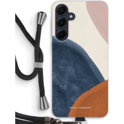 Afbeelding van Case Company® hoesje met Koord geschikt voor Samsung Galaxy A55 Geo #1 Telefoonhoesje Zwart Bescherming aan alle Kanten en Over de Schermrand