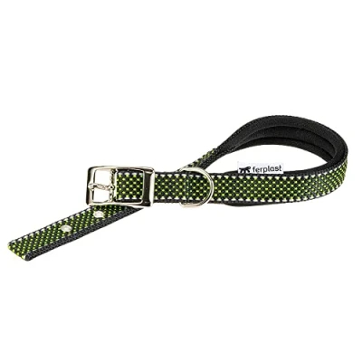 Afbeelding van FERPLAST Daytona Deluxe Halsband / Hondenhalsband Zachte voering Groen Reflecterend M Breedte: 2 cm Nekomtrek: 35 43 (GELIEVE ALVORENS BESTELLEN OPMETEN)