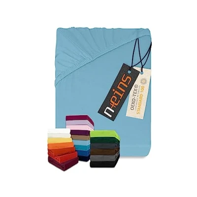 Afbeelding van Npluseins Hoeslaken Jersey 100% katoen 180 200 x cm lichtblauw