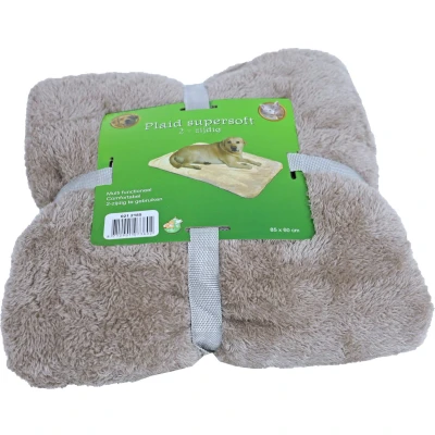 Afbeelding van De Boon Pluche Hondendeken Supersoft 2 zijdig Taupe/Beige 85x60 cm