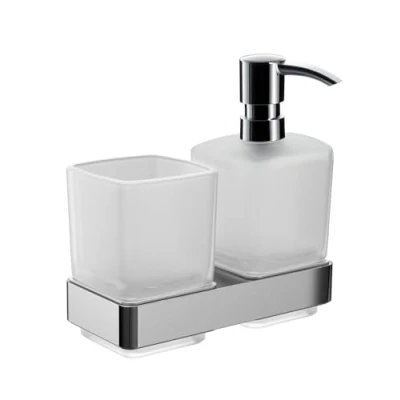 Afbeelding van Emco Loft wandhouder met glas en zeepdispenser, chroom