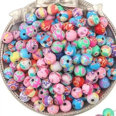 Afbeelding van DAHI 200 stuks ronde kralen om te rijgen, bloemenmotief, gemengde kleuren (8 x 8 mm)