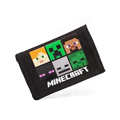 Afbeelding van Minecraft Kinderportemonnee spel zwart of Groen creeper portemonnee één maat, groen,