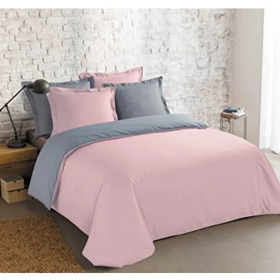 Afbeelding van VISION Bicolor Omkeerbaar Dekbedovertrekset Grijs/roze Tweepersoons 200 x cm met 2 bijhorende slopen 100% katoen