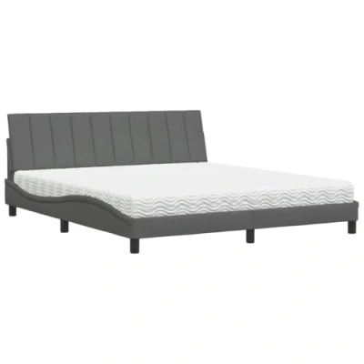 Afbeelding van vidaXL Bed met matras stof donkergrijs 180x200 cm