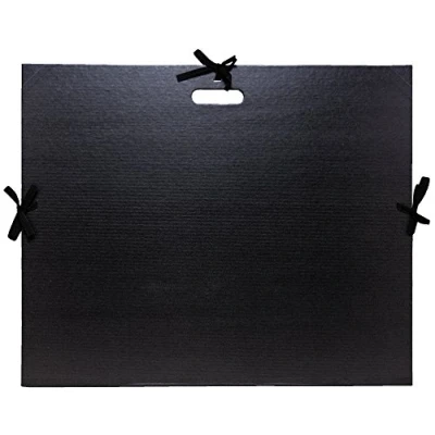 Afbeelding van Exacompta 538900UNISE Tekenblad in kraft zwart vernis met linten en handvat 59 x 72 cm voor druivenformaat (50 65 vellen) zwarte kleur