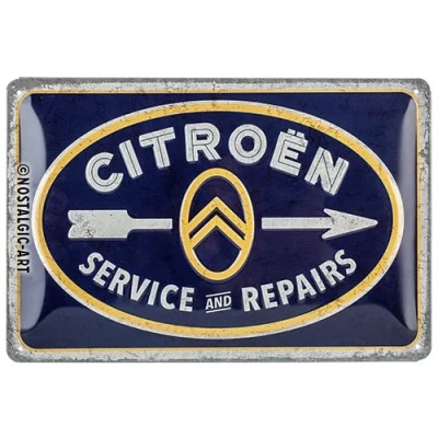 Afbeelding van Citroën Service &amp; Repairs. Metalen wandbord in reliëf 20 x 30 cm.