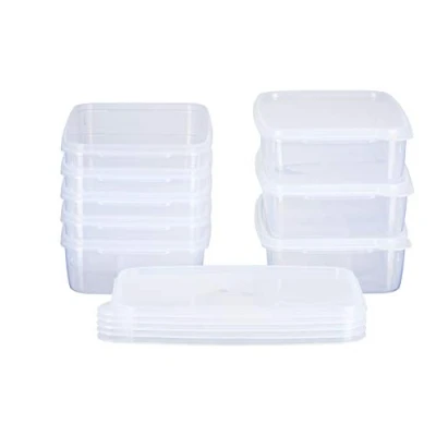 Afbeelding van MiraHome Set van 8 rechthoekige voorraaddozen, plat, 1,5 liter, 23 x 15 6,5 cm, transparant, Oostenrijkse kwaliteit.