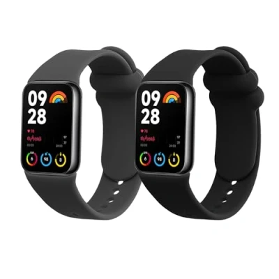 Afbeelding van kwmobile 2x horlogebandjes geschikt voor Xiaomi Mi band 8 Pro bandje Smartwatch bandjes van TPU Activity tracker horloge in zwart / grijs