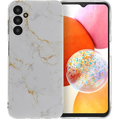 Afbeelding van iMoshion hoesje Geschikt voor Samsung Galaxy A14 (4G) / (5G) Siliconen Design Meerkleurig White Marble