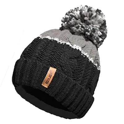 Afbeelding van Wintermuts, uniseks, warme wintermuts gevoerd met comfortabel thermofleece, Zwart/Grijs