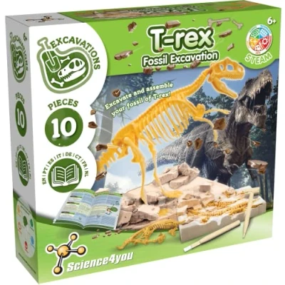 Afbeelding van Science4you dinosaurus T Rex opgraving kit voor 6 jarigen opgraven en in elkaar zetten 15 fossielen met dit paleontologie archeologie speelgoed kinderen, wetenschap spelletjes 10 jaar oud