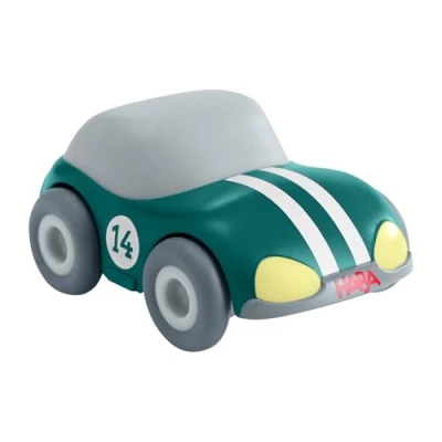 Afbeelding van HABA Cars 2011859001 raceauto groen met traagheidsmotor, duurzaam speelgoed van gerecycled kunststof, zonder accu vanaf 2 jaar