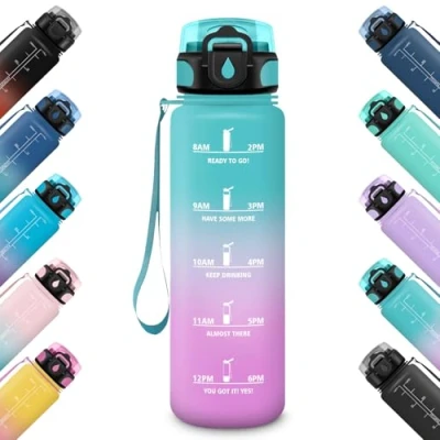 Image de Honeyholly Bouteille d&#039;eau pour école, camping, yoga, bureau, 1000 ml
