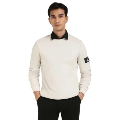Image de Calvin Klein Jeans Badge Waffle Ls Tee L/S T Shirt Homme, Moonbeam, S