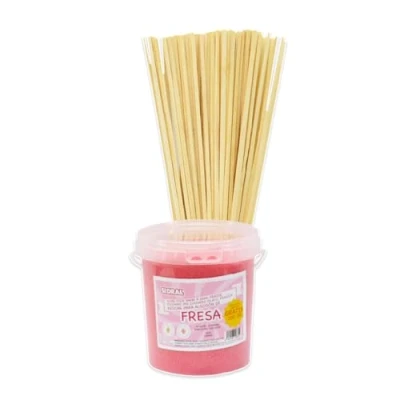 Image de FRAISE sucre pour barbe à papa aromatisé. SIDRAL /SUCRE + 100 bâtons recyclables / Coton de 1200 g (200 gr. GRATUIT) avec (FRAISE)