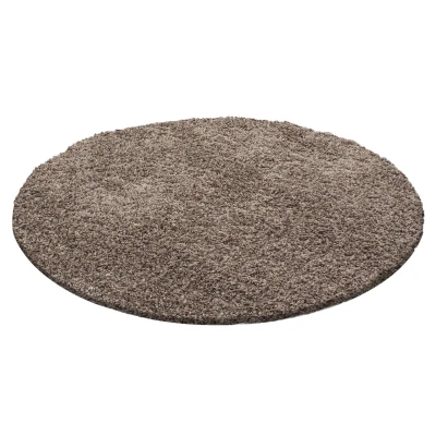 Afbeelding van Basic Shaggy vloerkleed Caramel Hoogpolig 160 cm rond