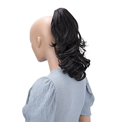 Afbeelding van PRETTSHOP 30 cm paardenstaart vlecht haarstukje golvende volumineuze haarverlengingen donkerbruin H62