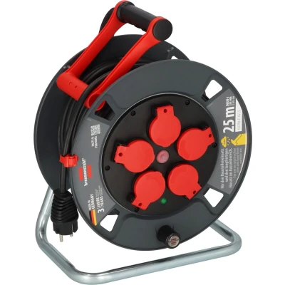 Afbeelding van Brennenstuhl Professional kabelhaspel 300 KU 2100 (25m kabel in zwart, gemaakt van speciale kunststof, voor gebruik op bouwplaatsen en permanent buitengebruik, Made Germany)