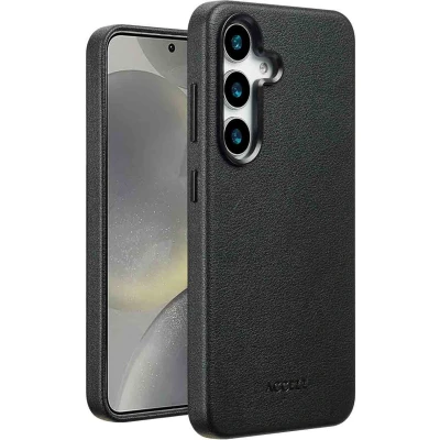 Afbeelding van Accezz Hoesje Geschikt voor Samsung Galaxy S25 MagSafe Leather Backcover zwart
