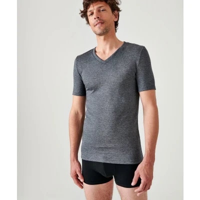 Afbeelding van Damart Dubbelzijdig T shirt met V hals Thermolactyl Heren Grijs (118 125) XXL