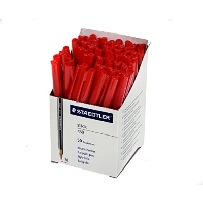 Afbeelding van Staedtler 430 M 2CP5 Stick balpen, medium punt, rood, 50 stuks