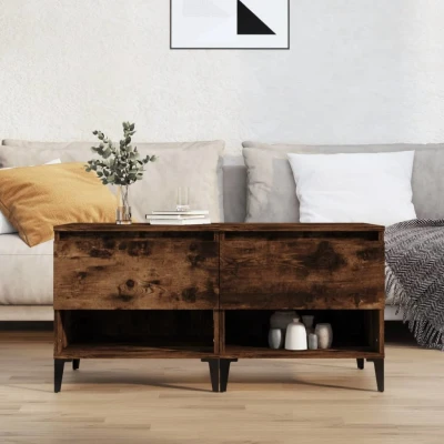Afbeelding van Bijzettafels 2 st 50x46x50 cm bewerkt hout gerookt eikenkleurig