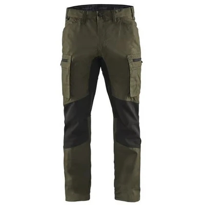 Image de Pantalon services stretch vert olive/noir