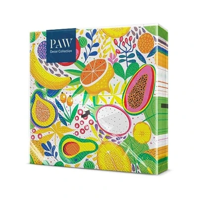 Afbeelding van PAW Papieren handdoek, 3 laags (33 x 33 cm), 20 stuks, ideaal voor verjaardagen, patronale feesten, tuinfeesten, familiefeesten, feestjes met vrienden (Tropical Delight)