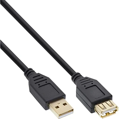 Afbeelding van InLine USB naar verlengkabel USB2.0 tot 2A / zwart 1 meter