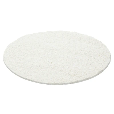 Afbeelding van Basic Shaggy vloerkleed Creme Hoogpolig 160 cm rond