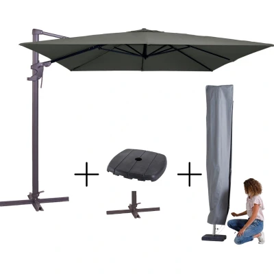 Afbeelding van MEGA COMBI DEAL! Madison Parasol monaco flex III grey + voet hoes