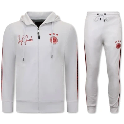 Afbeelding van Mannen Trainingspak Hooded Ribbon Wit Rood Maat XXL