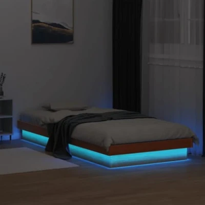 Afbeelding van vidaXL Bedframe LED massief grenenhout wasbruin 75x190 cm