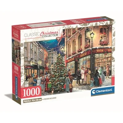 Afbeelding van Clementoni Jigsaw puzzel A Christmas Stroll 1000 stukjes compacte doos, poster inbegrepen, voor volwassenen 14 99 jaar, cadeau mannen/vrouwen, gemaakt in Italië, 39925