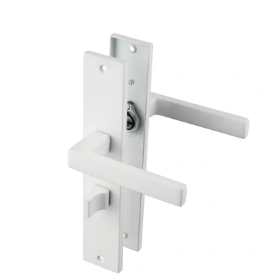 Afbeelding van Ostiumhome Deurbeslag Deurklink op schild met WC Slot 64 mm Wit Lorto