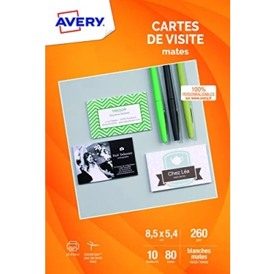 Afbeelding van Avery 80 visitekaartjes met gladde randen 85 x 54 mm inkjetprint wit (C32015)