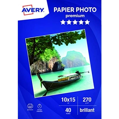 Image de Papier d&#039;impression Avery Dennison 40 feuilles brillantes 10x15 Blanc
