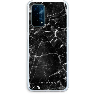 Afbeelding van Case Company® hoesje geschikt voor Oppo A74 5G Zwart Marmer Soft Cover Telefoonhoesje Bescherming aan alle Kanten en Schermrand